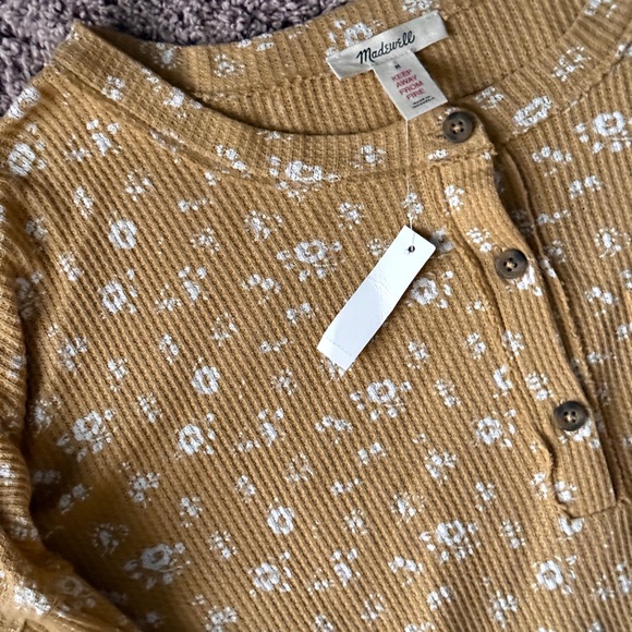 Madewell Floral Ribbed Henley Top - NWT - Picture 2 of 3